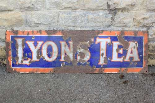 A Large 1930s 'Lyons' Tea' Enamel Advertising Sign