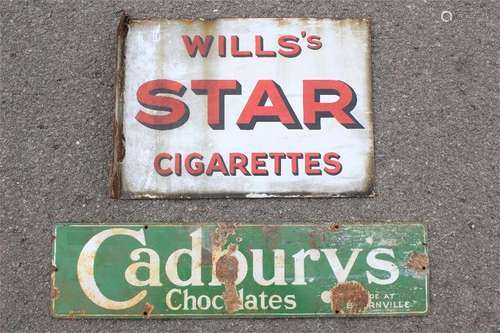 Two Small Vintage Enamel Advertising Signs