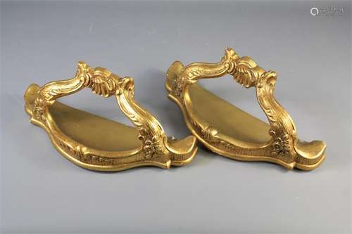 Two French Gilded Plaster Wall Brackets/Shelves