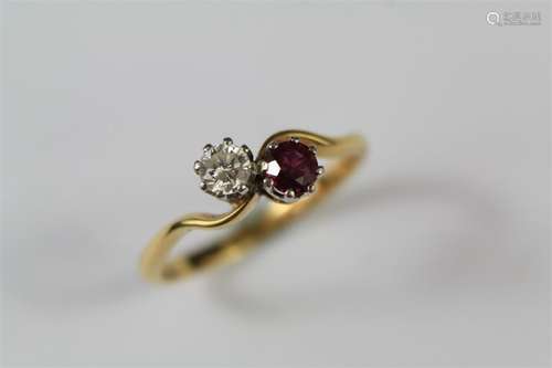 An 18ct Yellow Gold Diamond and Ruby Ring