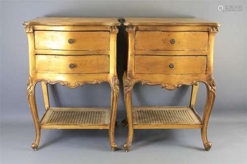 A Pair of French Gold-Painted Side Tables