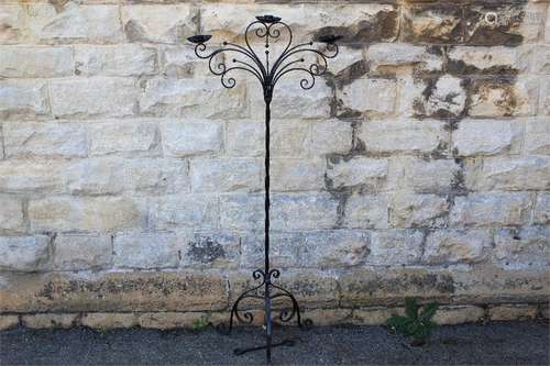 A Wrought Iron Candle Stand