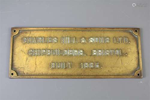 An Original Shipbuilders Brass Plaque