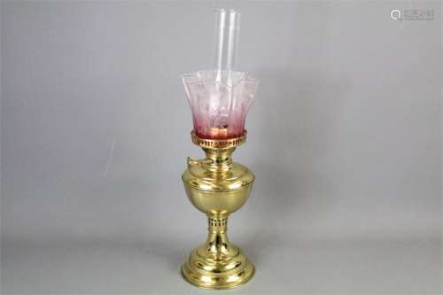 A Victorian Glass Oil Lamp