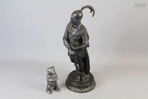 A Large Vintage Metal Spelter Statue of a Spartan Warrior