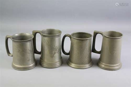 Four Pewter Tankards