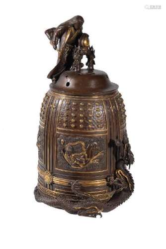 A Japanese Parcel Gilt Bronze Koro in the Form of a