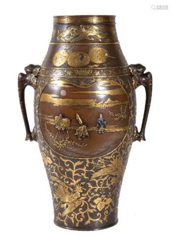 Miya-O Eisuke: A Large Parcel Gilt Bronze Vase