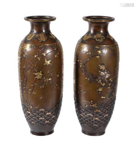 Miyabe Atsuyoshi: A Fine Pair of Bronze Vases