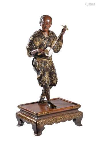 Miya-o Eisuke: A Large Parcel Gilt Bronze Figure of a