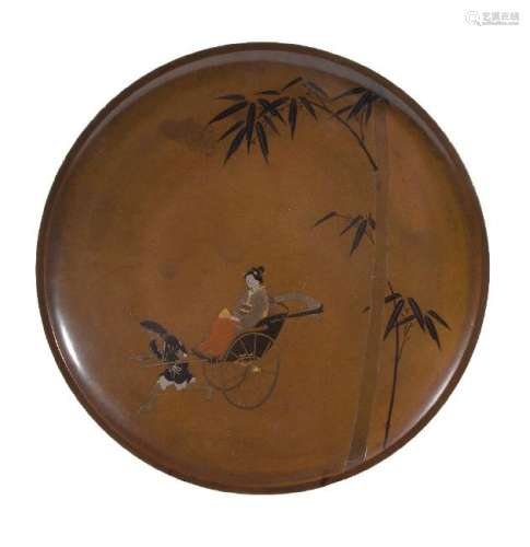 A Japanese Bronze Dish of circular form with flattened