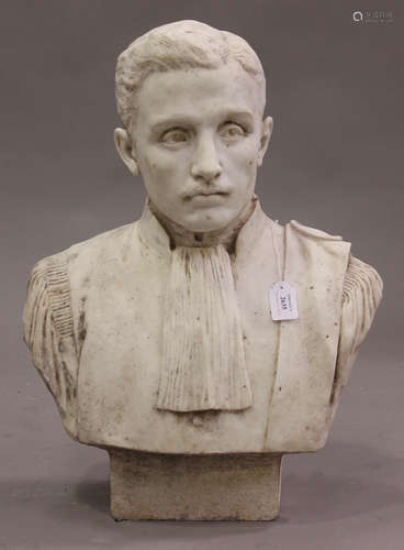 Charles-Albert Walhain - an early 20th century French carved white marble head and shoulders