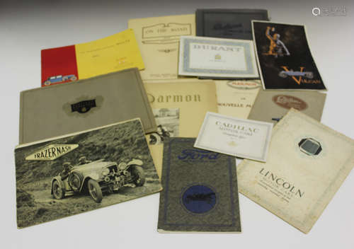 A group of early motor car sales brochures, including 'Cadillac Motor Cars Type Sixty One', 'Packard