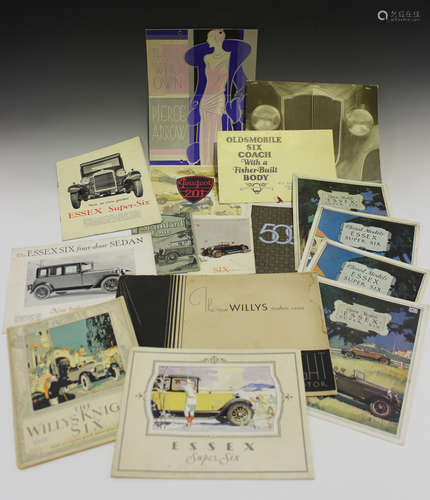 A group of early motor cars sales brochures and pull-out leaflets, including 'Willys-Knight', '