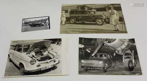 A large collection of approximately 800 black and white motoring related photographs, including a '