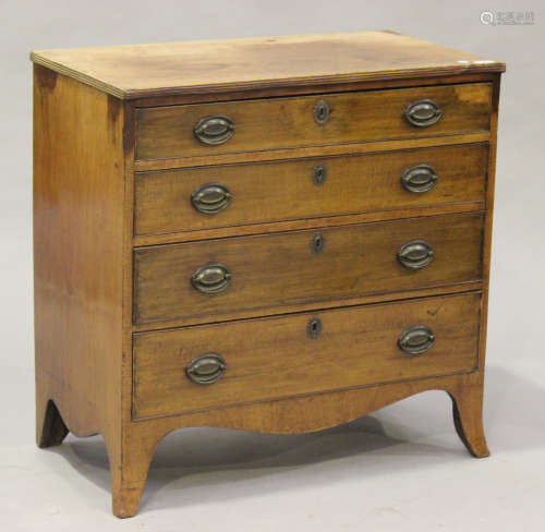 A George III mahogany chest of four long graduated drawers, on splayed bracket feet, height 85cm,