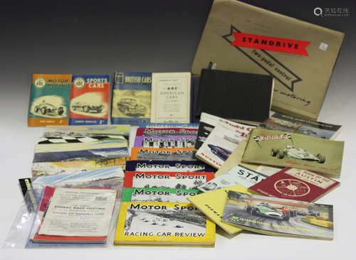 A collection of motoring and motor racing ephemera, including three 1950s motor racing programmes,