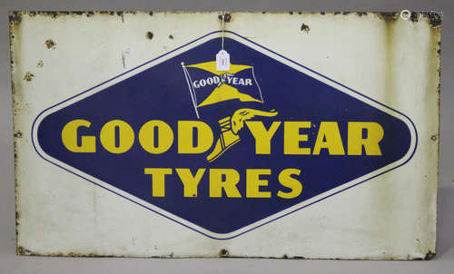 A 'Good Year Tyres' enamelled advertising sign, 61cm x 104cm.Buyer’s Premium 29.4% (including