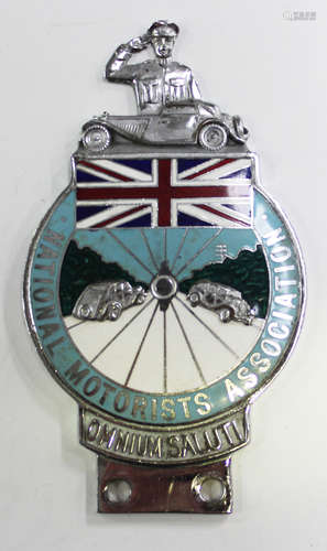 A National Motorists Association enamelled and chromium plated car badge, the front inscribed '