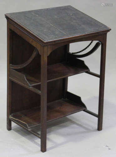 A George III mahogany architect's table, the double-hinged top with a ratchet mechanism above a pair