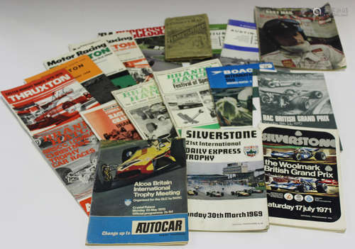 A group of seventeen motor racing programmes, including Thruxton, Silverstone and Brands Hatch