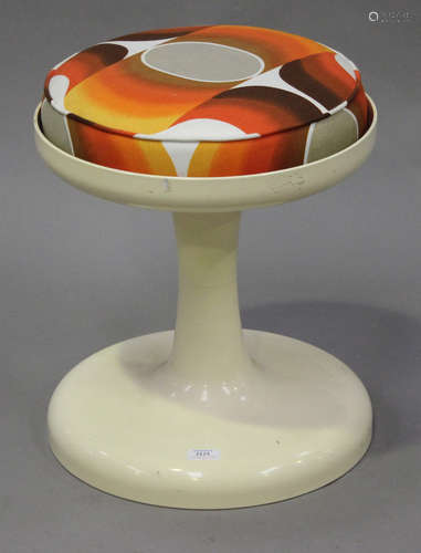 A mid-20th century plastic tulip stool, designed by Friedrich Stuckenbroker, height 48cm.Buyer’s