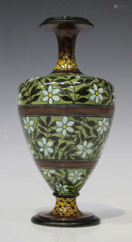 A Doulton Lambeth faience vase, late 19th/early 20th century, by Ulrique Larcher, the shouldered
