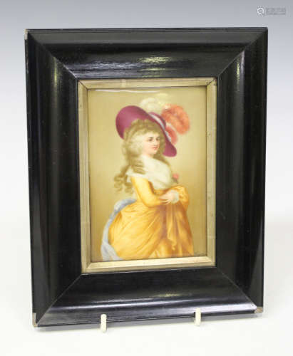 A Hutschenreuther rectangular porcelain plaque, late 19th century, painted by Wagner, signed, with a