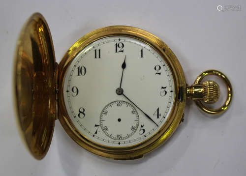 An 18ct gold hunting cased keyless wind minute-repeating gentleman's pocket watch, the three-quarter