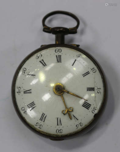 A gilt and brass cased keywind open-faced gentleman's pocket watch, the gilt fusee movement with a