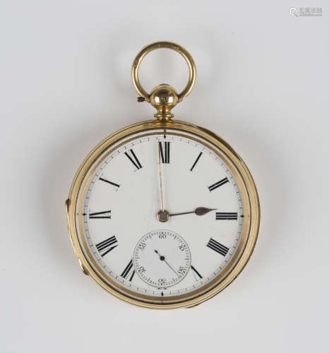 An 18ct gold keywind open-faced gentleman's pocket watch, the gilt jewelled lever movement