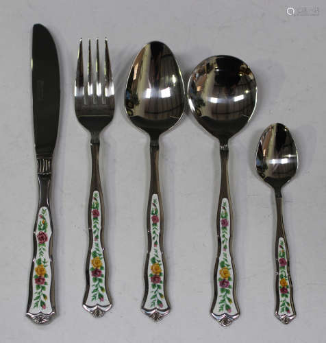 A set of Royal Albert 'Old Country Roses' pattern Monogram stainless steel cutlery, comprising six