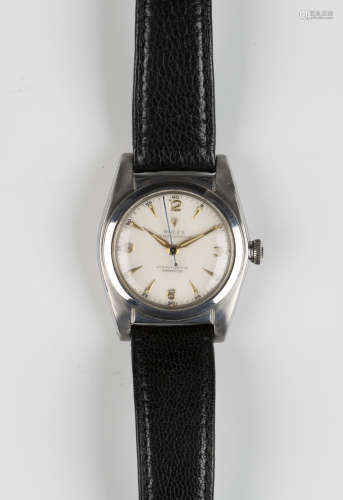 A Rolex Oyster Perpetual steel cased gentleman's wristwatch, circa 1940s, the signed silvered dial