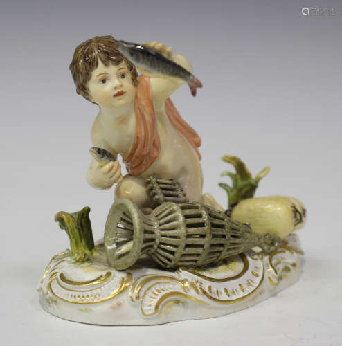 A Meissen porcelain figure emblematic of Water from a set representing The Elements, after the model