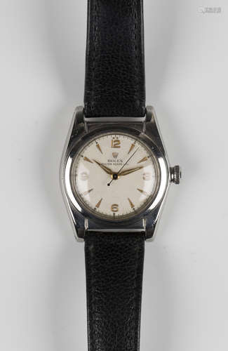 A Rolex Oyster Perpetual steel cased gentleman's wristwatch, circa 1940s, the signed silvered dial