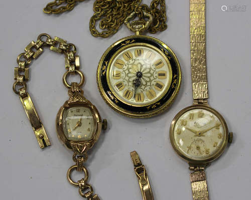 An Enicar Ultrasonic 9ct gold circular cased lady's wristwatch, the signed silvered dial with gilt