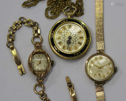 An Enicar Ultrasonic 9ct gold circular cased lady's wristwatch, the signed silvered dial with gilt