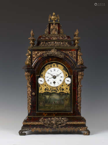 A George III ormolu mounted tortoiseshell ten-tune musical automaton table clock by James Cox, circa