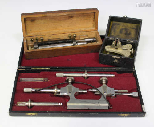 A Jacot Tool precision watchmaker's lathe, stamped 'CS' and cockerel maker's mark, possibly Steiner,