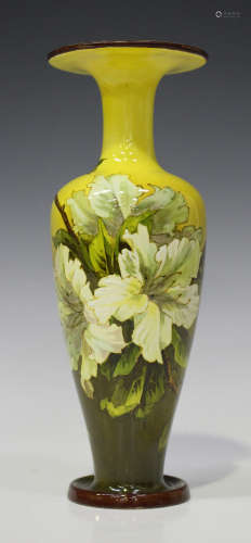 A Doulton Lambeth faience vase, late19th/early 20th century, the flared neck and tapering body