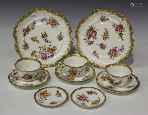 A Hammersley & Co bone china Dresden Sprays pattern part tea service, early 20th century, comprising