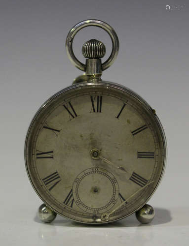 A late Victorian silver cased campaign pocket watch and chartometer, the glazed front and silvered