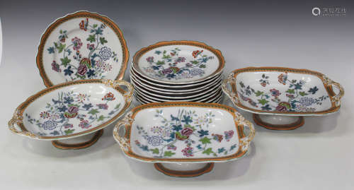 A Copeland late Spode earthenware part dessert service, late 19th century, comprising eleven plates,