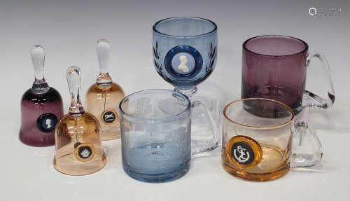 A collection of Wedgwood commemorative glassware, including a 'HRH The Prince of Wales' goblet
