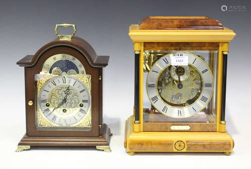 A modern four glass mantel clock by Franz Hermle & Sohn, with eight day movement chiming on four