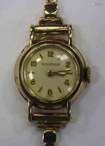 A Jaeger-LeCoultre 9ct gold circular cased lady's wristwatch, the signed jewelled movement