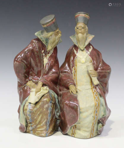 A Lladro Gres figure group of 'Magistrates', No. 2052, height 29.5cm (some restoration).Buyer’s
