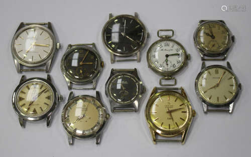 A group of ten gentlemen's wristwatches, including Zenith, Enicar, Mido Mutifort, Certina
