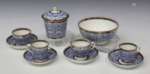 A Flight Worcester porcelain 'Royal Lily' pattern part tea service, circa 1783-92, comprising a