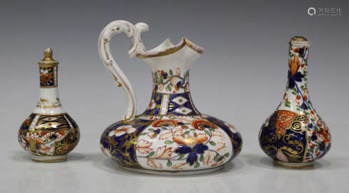 A Stevenson & Hancock Derby porcelain jug, late 19th century, the tapering neck and squat body